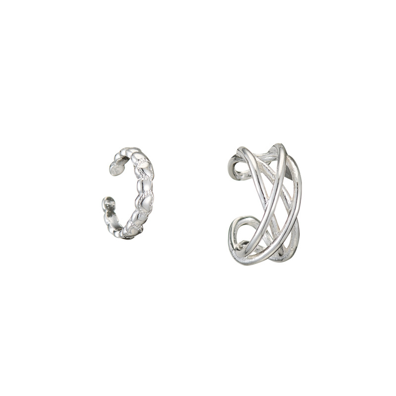 S925 pendientes de plata de ley estilo coreano de moda asimétrica en forma de corazón clip de oreja hueco sin oreja hebilla