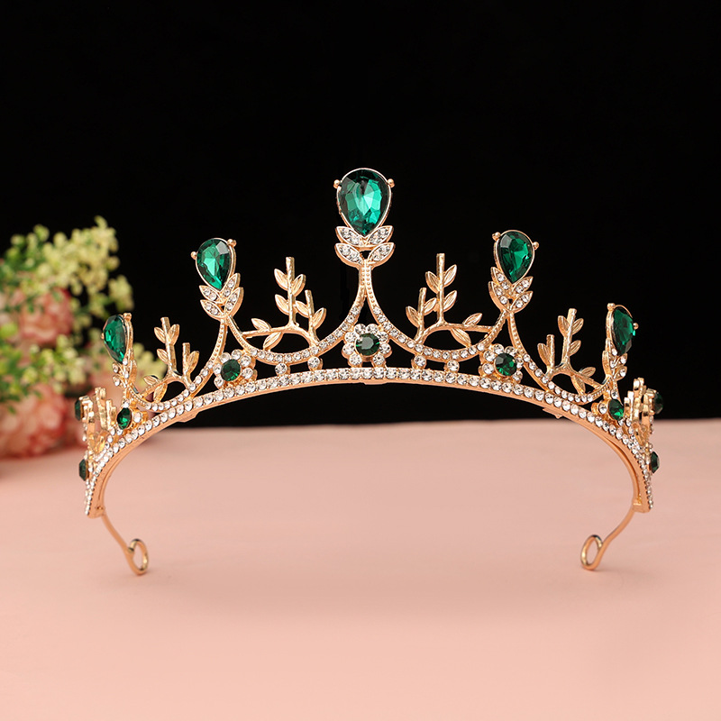 Online Rojo Negro Barroco corona tocado novia estilo coreano 18 años de edad, mujer adulta Ceremonia de cumpleaños princesa Corona al por mayor