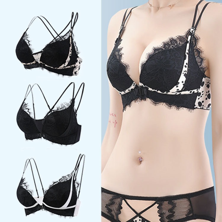 6645 de gama alta de encaje de pestañas hebilla frontal hueco-fuera de la belleza de la espalda Cruz pecho grande delgada Copa ropa interior puro deseo no vacío sujetador de la taza para las mujeres