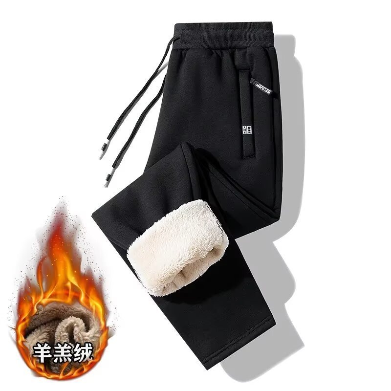卫裤羊羔绒裤运动裤男秋冬季加绒加厚宽松直筒休闲裤男裤大码长裤|undefined