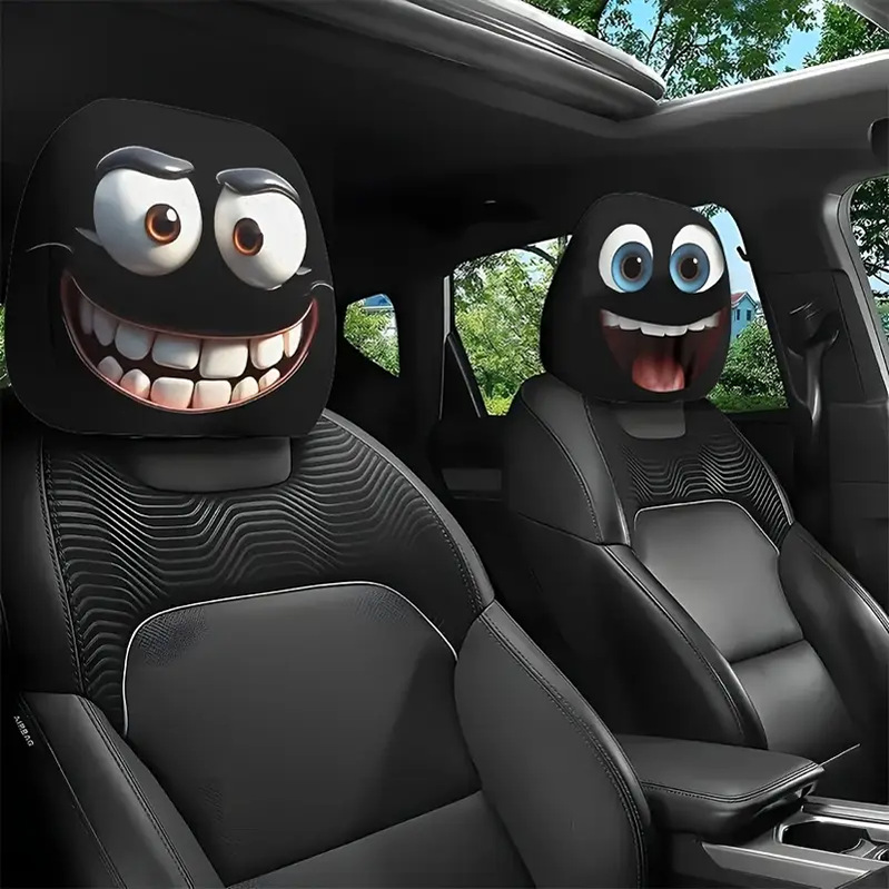 Printed car headrest covers, customizable with logos, available for dropshipping; we can create designs based on your images; suitable for TEMU and Amazon, a popular cross-border product