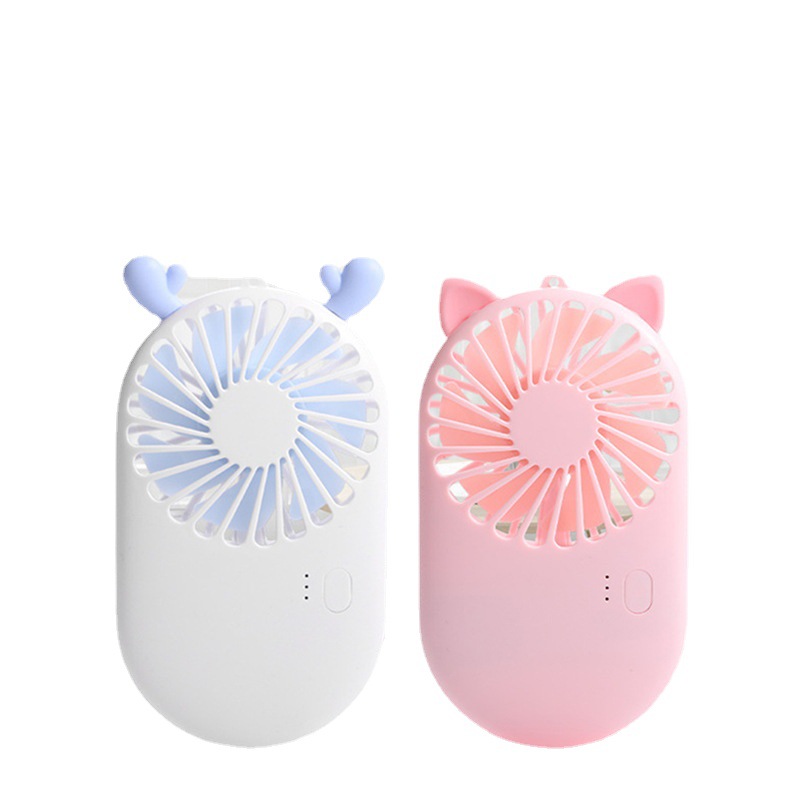 Ventilador de asta de dibujos animados directo de fábrica portátil estudiante escritorio USB carga mini portátil Bolsillo pequeño ventilador