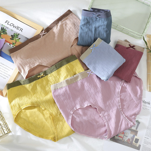 Graphene antibacterial pure cotton breathable girls' briefs new seamless underwear women's mid-waist large size hip lift