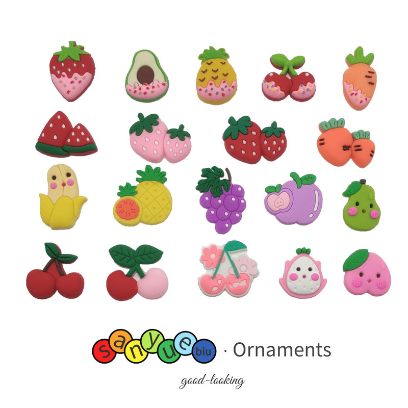 Creative PVC Soft Glue Strawberry Fruit Series DIY Handmade Hairpin Brooch Accessories Hole Shoes Shoes Flower Buckle