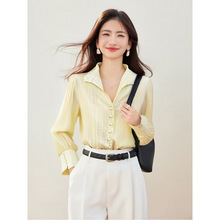 法式翻领雪纺衬衫女长袖上衣春秋冬新款气质职业通勤打底衬衣小衫