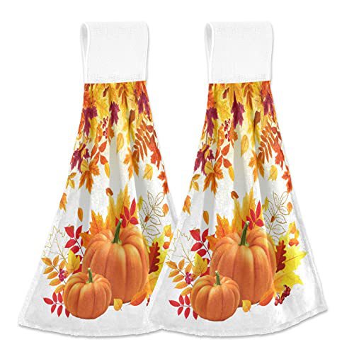 Autumn Pumpkin Pattern Kitchen Bathroom Toilet Towel Hand Towel Dishwashing Cloth Hanging Decorative Water Absorption