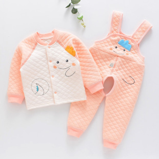 Baby Warm Clothes Set Thickened Three-Layer Warm Overalls Autumn and Winter Baby Cotton Autumn Clothes Set New