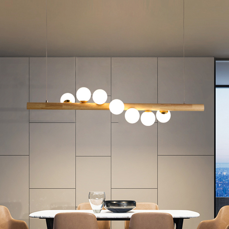 Nordic restaurante largo araña ins estilo simple moderno de madera maciza lámpara de mesa de comedor personalidad creativa bar lámpara de frijol mágico