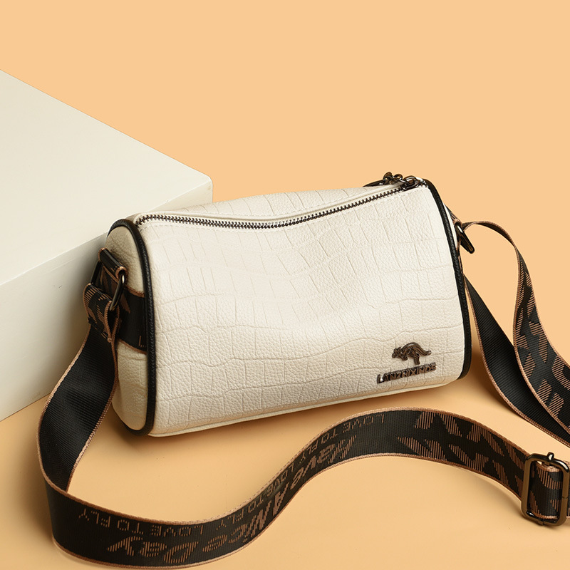 Blue Xin Kangaroo Soft Leather Bag Barrel Bag Women's 2024 New Pillow Bag Large Capacity Easiest for Match Shoulder Crossbody Bag