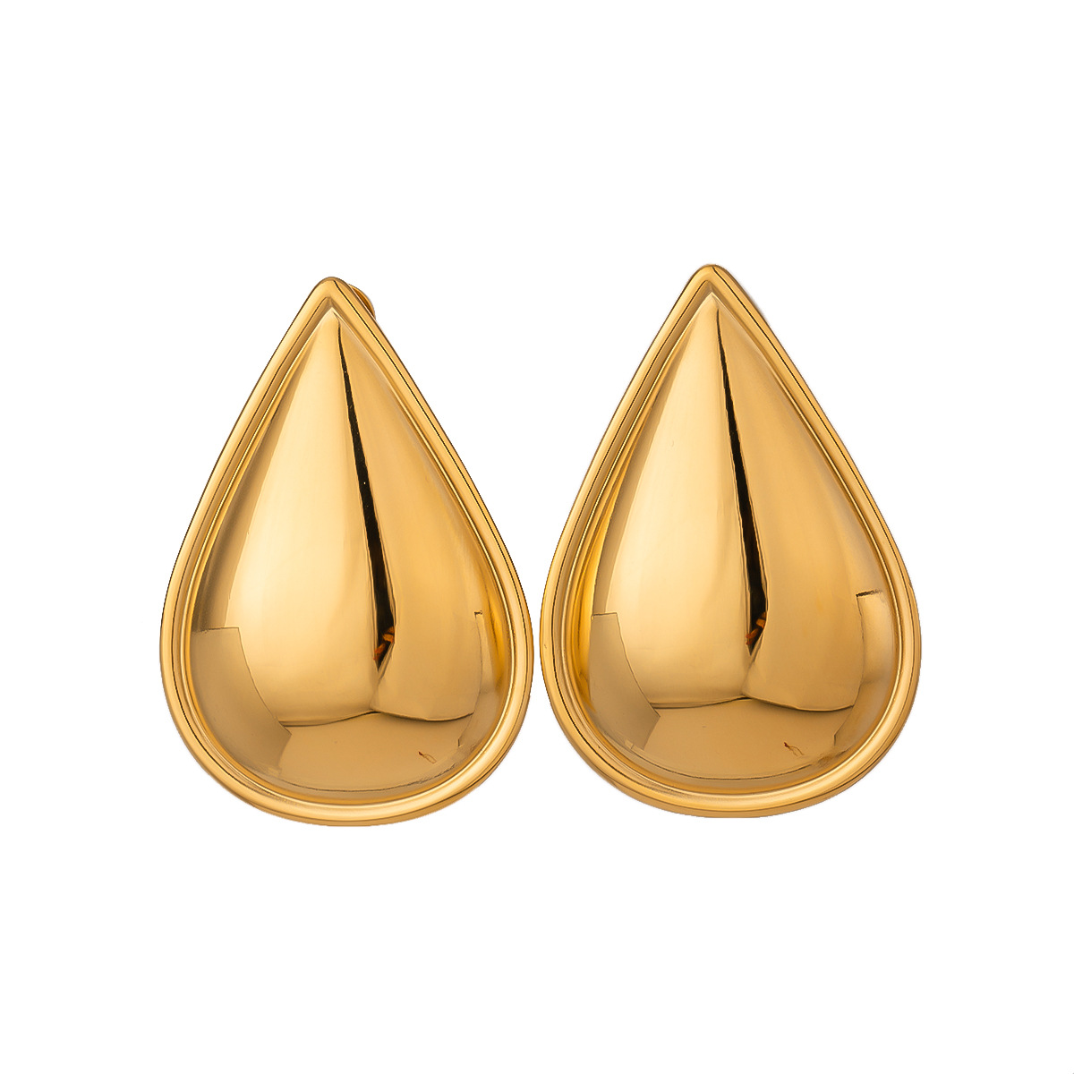classic glossy universal earrings stainless steel drop-shaped