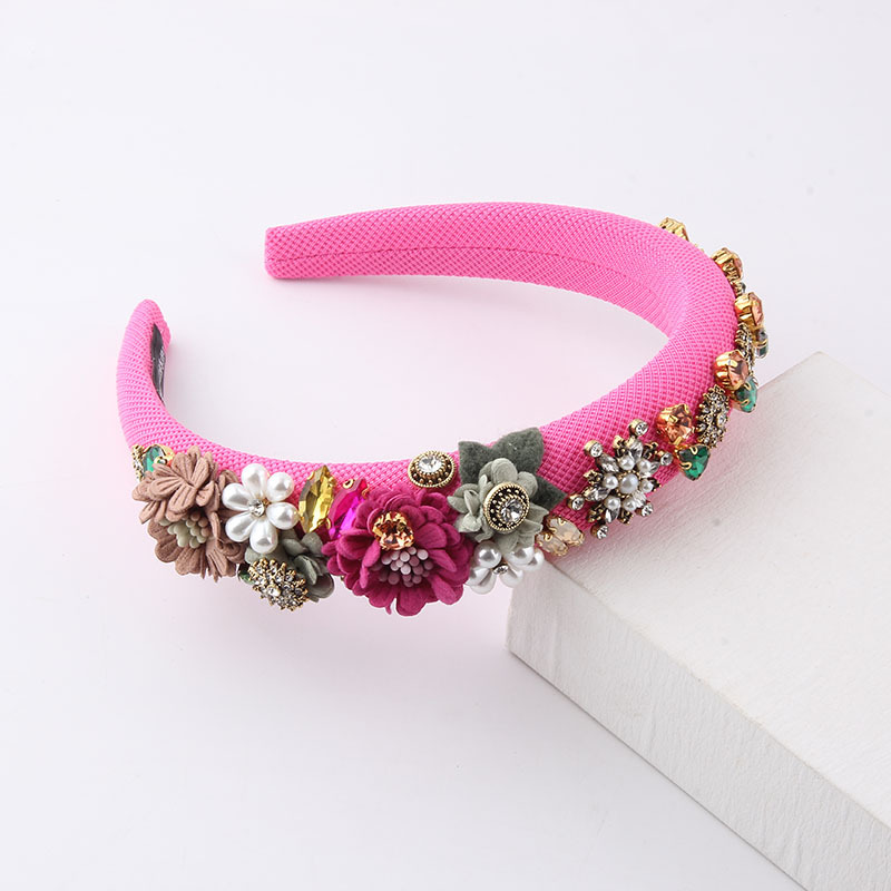 Women's Fashion Flower Cloth Diamond Artificial Pearls Hair Band display picture 6