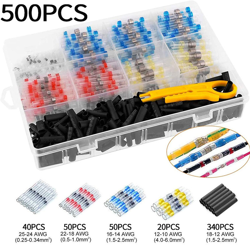 Suministro transfronterizo 300 / 500 / 800PCS anillo de soldadura impermeable contracción térmica tubo de soldadura terminal de soldadura caja combinada