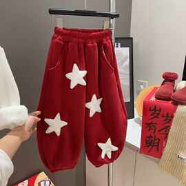 黁白男女宝同款亲子加绒加厚款毛巾绣小中大童韩版卫