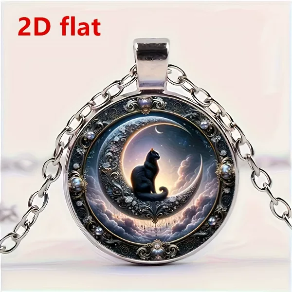 Cross-Border Foreign Trade Elegant Gothic Black Cat and Moon Pendant Necklace European and American Fashion Women's Necklace Accessories Wholesale