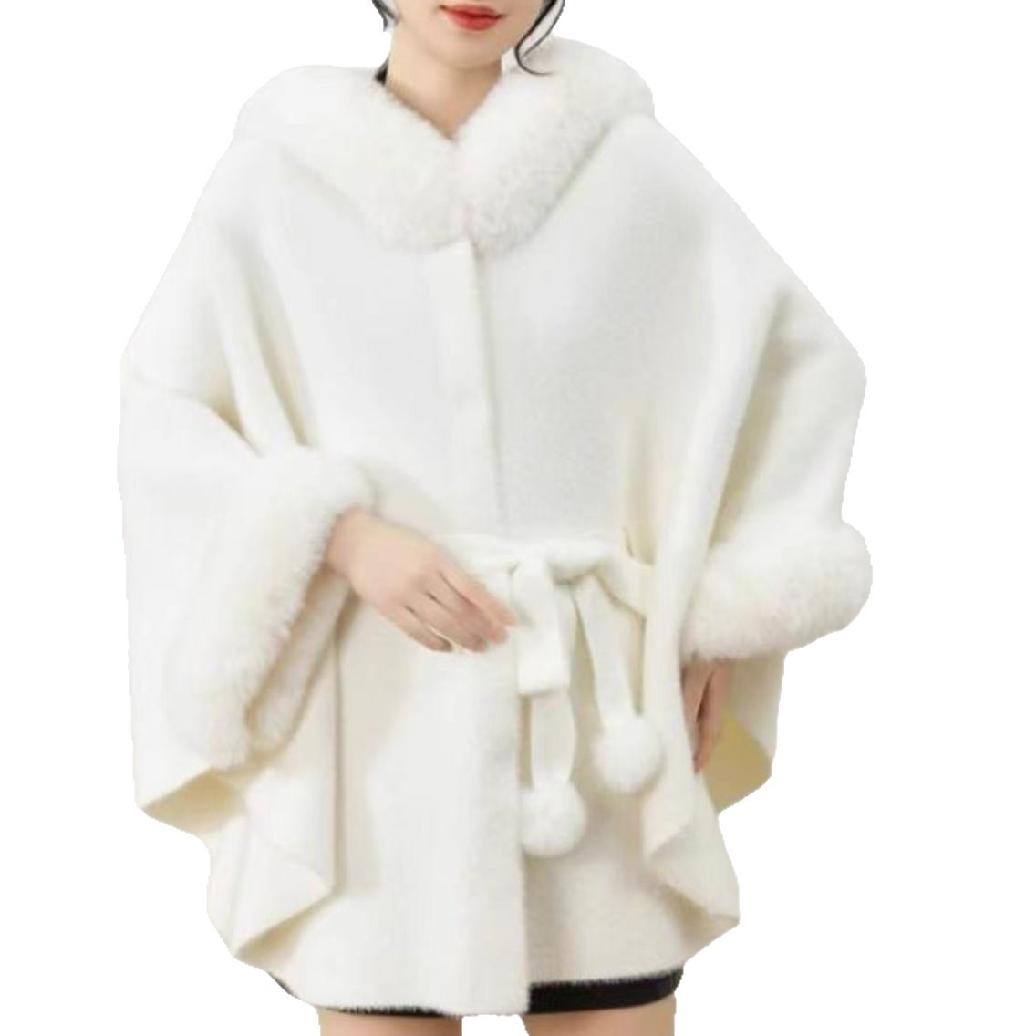 Invierno nuevo estilo de moda de manga de siete cuellos de lana abrigo de moda de moda de estilo de invierno cinturón abrigo de mujer
