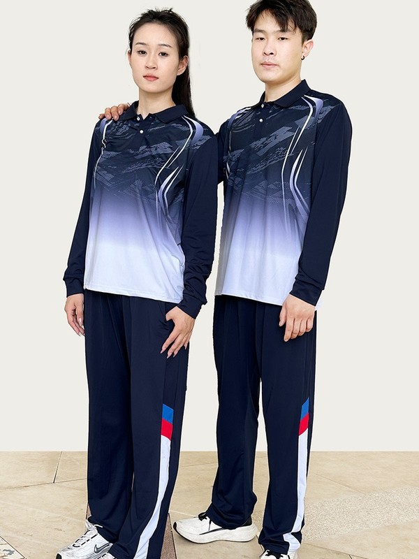 中高端夏季薄款长袖长裤健身套装运动会出场服初中高中生训练服|undefined