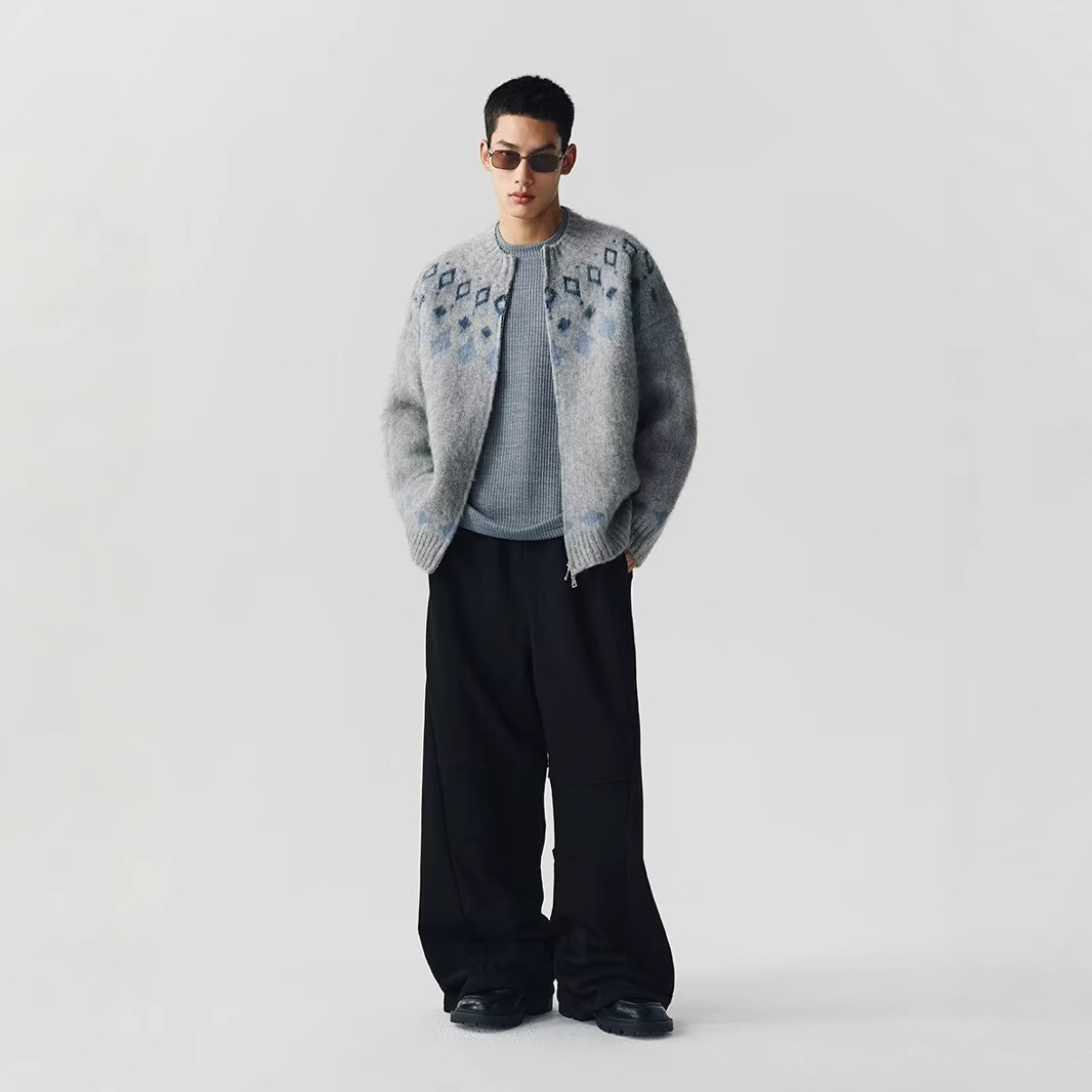 2024 otoño y invierno nuevo cardigan suéter pareja americana ropa de vestir retro casual jersey de punto abrigo de hombre