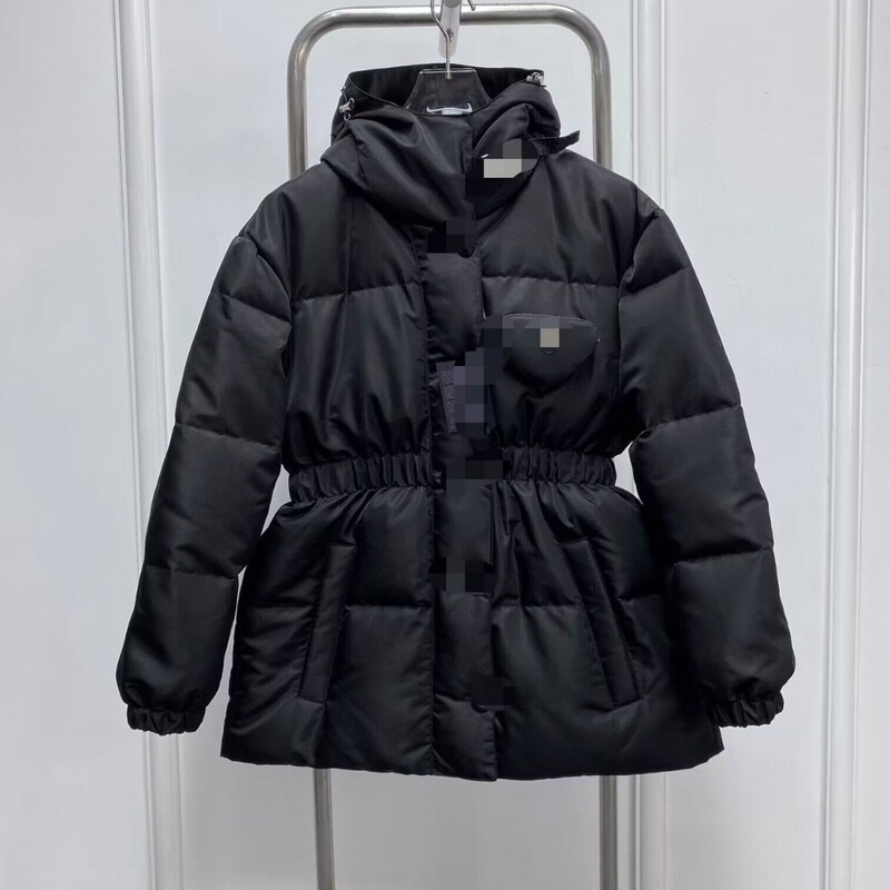 2023 Winter Women's Mid-length Waist Hooded Casual down Jacket Velvet Goose Feather Outwear