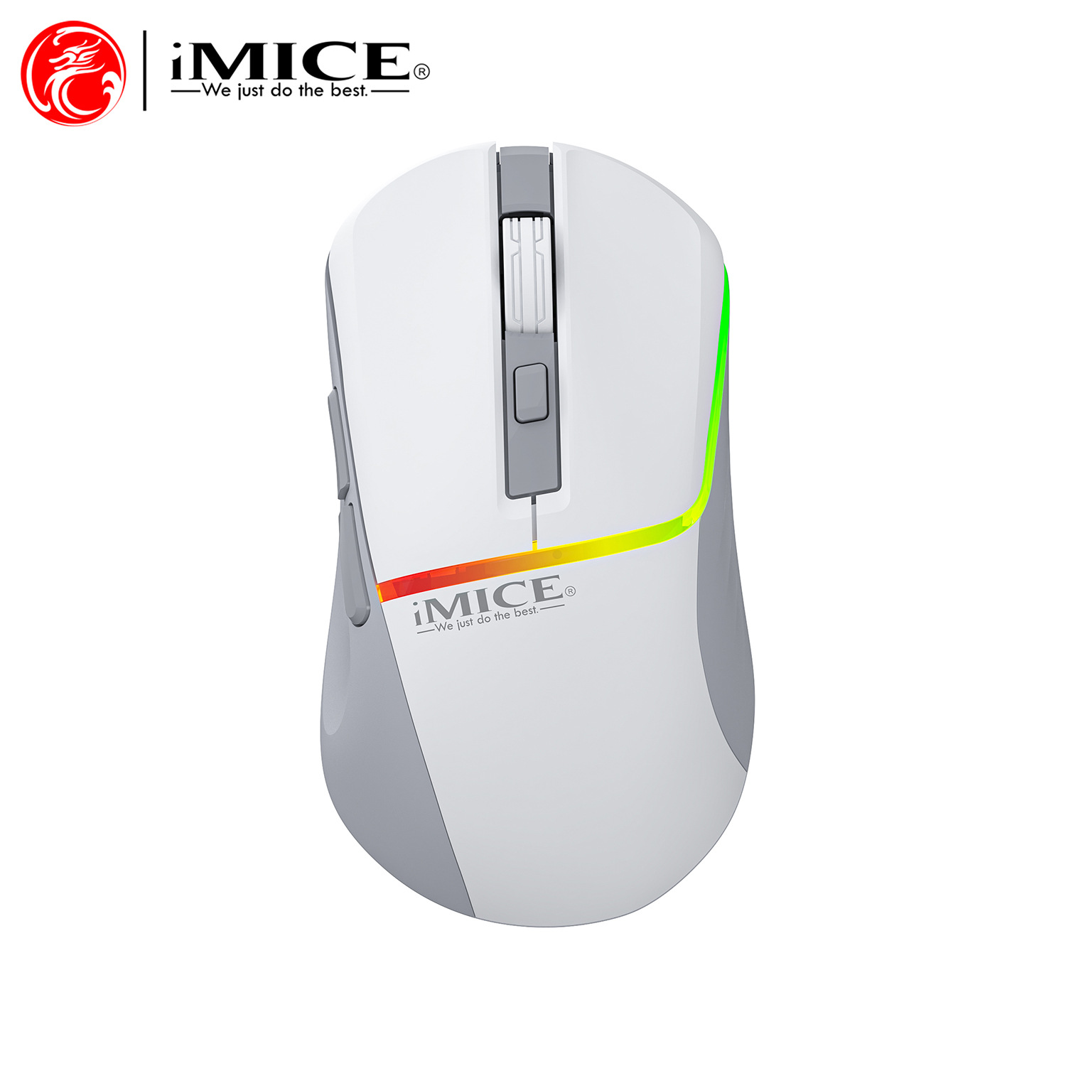 IMICE marca GW-X7 silencioso inalámbrico TPC recargable Bluetooth modo dual 7 teclas luminoso 2,4G ratón para juegos