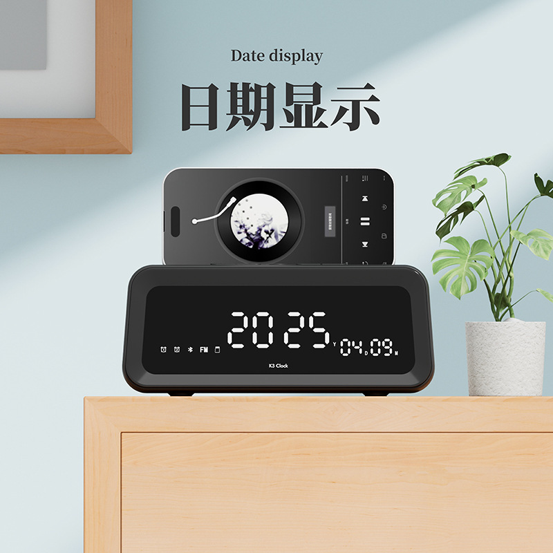 クロスボーダー新しい K3 ワイヤレス Bluetooth スピーカーサブウーファーデュアル目覚まし時計デスクトップ永久カレンダー温度計小型オーディオ|undefined