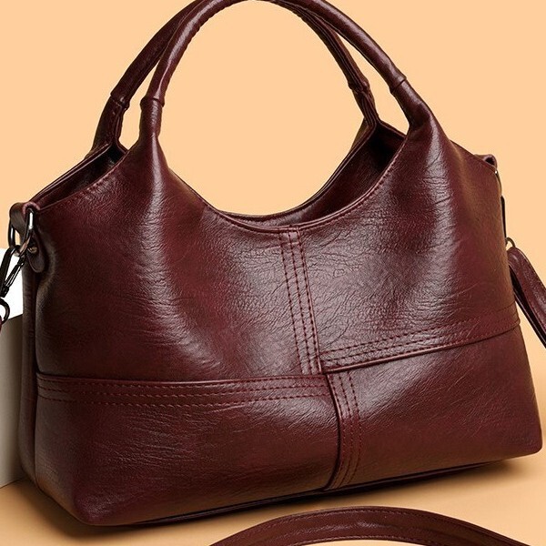 Fashion Splicing Women's Handbag New Simple Middle-Aged Mother Bag Commuting Large Capacity Single Shoulder Crossbody Bag