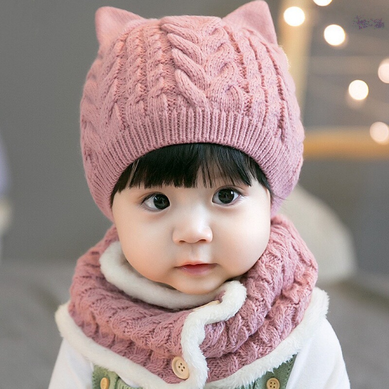 宝宝帽子围巾秋冬超萌毛绒婴儿针织帽男女童熊猫儿童护耳套装帽子|undefined