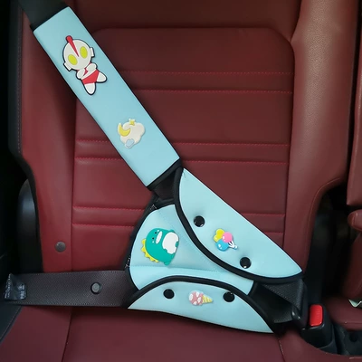 Children's Car Seatbelt Adjuster Anti-Neck-Strangling Seat belt shoulder pad - blue-ultraman-suit