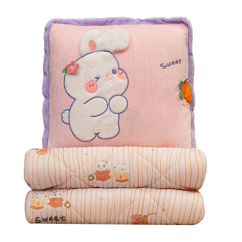 almohada de seda de hielo, colcha, almohada plegable para automóviles, almohada de oficina, almohada de siesta, manta 2 en 1 para mujeres