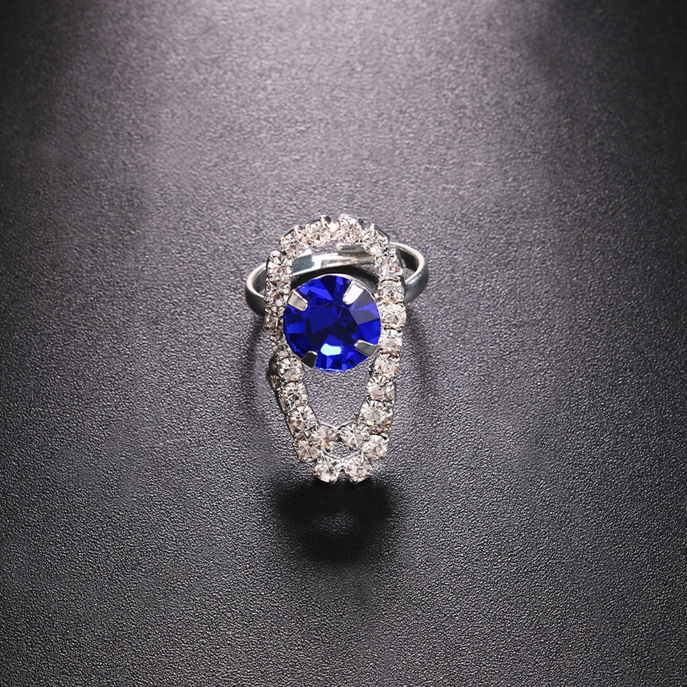 Fashion Water Droplets Copper Plating Inlay Rhinestones Rings 1 Piece