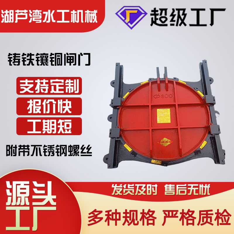 厂家铸铁圆闸门密封耐用铸铁镶铜水利电动闸阀河道钢制启闭机闸门