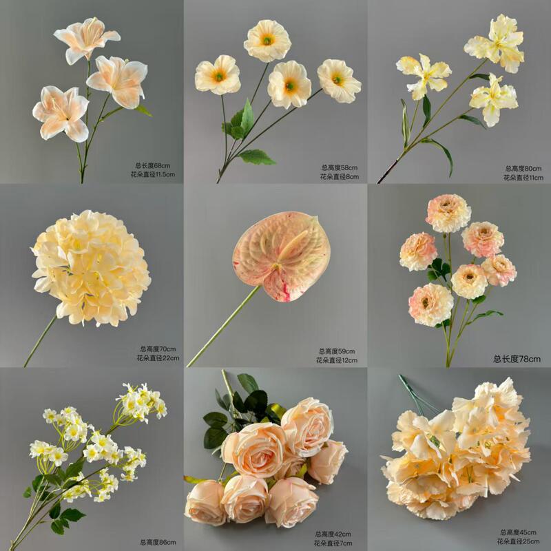 24 years wedding stage landscaping champagne color ceiling beautiful Chen simulation flower wedding hotel photography props fake flower