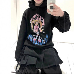 韩国小众潮牌ngc林娜琏同款涂鸦卡通美少女宽松连帽卫衣男女同款