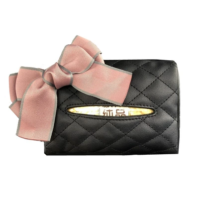 leather paper box car paper – Car tissue box/set - black-pink-bow