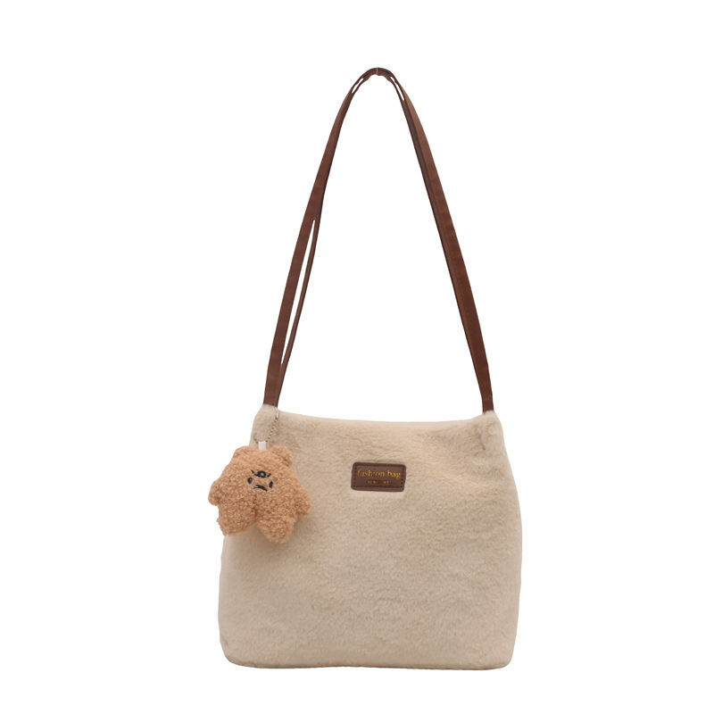Bolso de felpa de moda de otoño e invierno para mujer 2025 casual todo-fósforo bolso de viaje de gran capacidad textura bolso de hombro