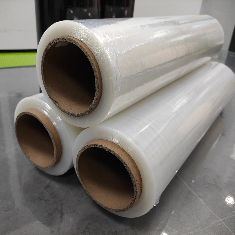 PE bobina película de estiramiento transparente 50cm bandeja recubierta película de plástico industrial PE película de embalaje
