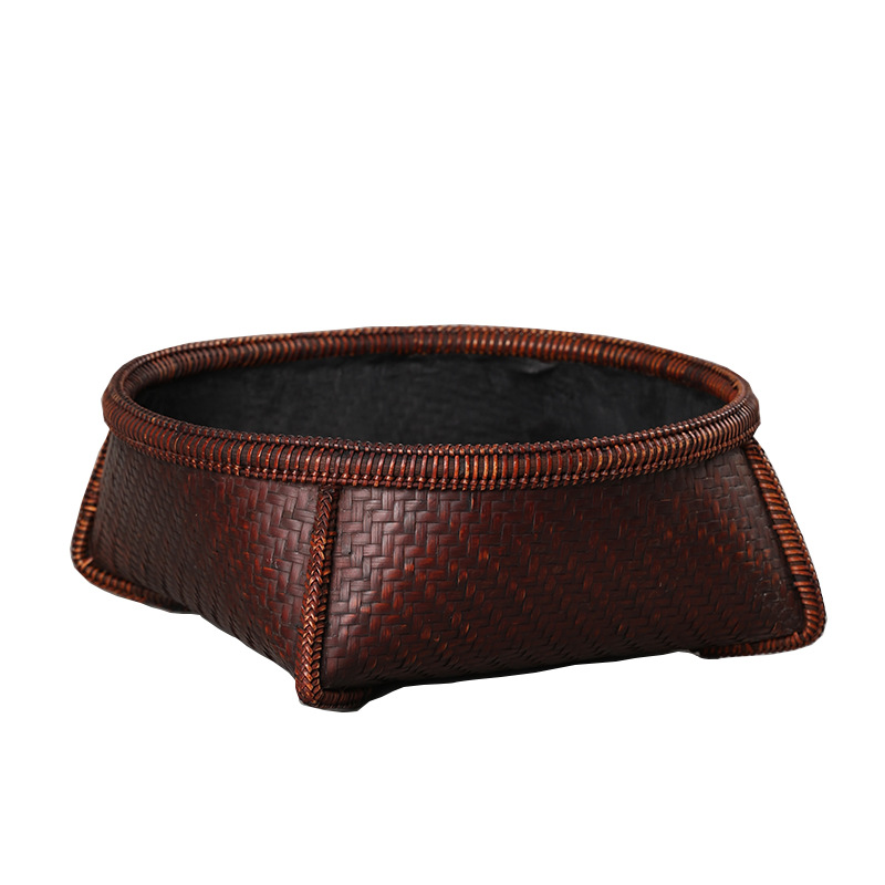 Cesta de carbono bambú tejido laca hecha a mano de oliva cubo de carbono Longye cubo de carbono a prueba de fugas Cesta de cenizas accesorios de té hervido una cerimonia de té lote