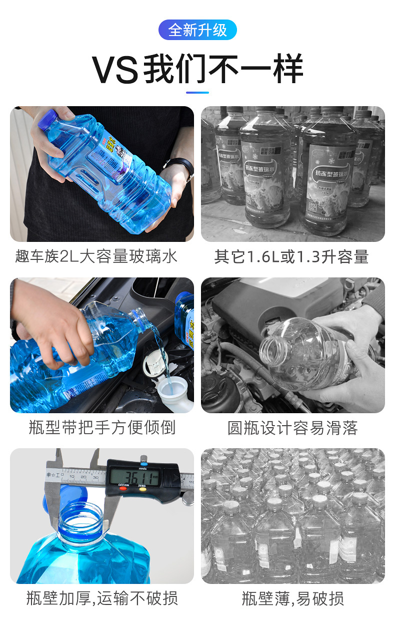 Glass cleaner, car antifreeze, all-season degreasing cleaner for use in the car, large container, removes insect residue, for windshield wipers