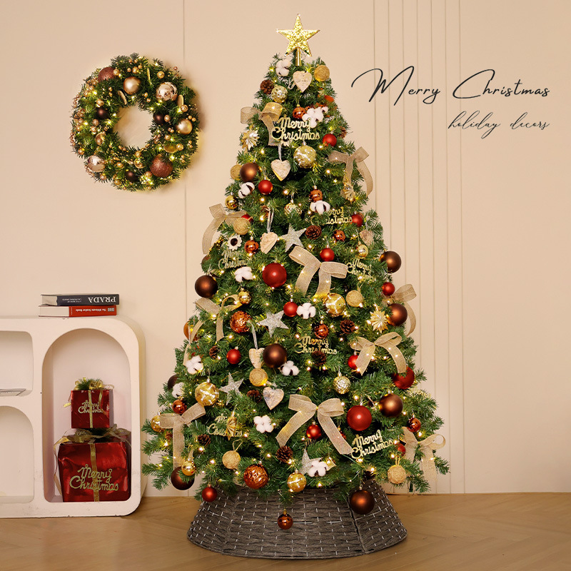 Nuevo árbol de Navidad doméstico gran árbol de Navidad con iluminación escenario decoración hecha a mano paquete de decoración