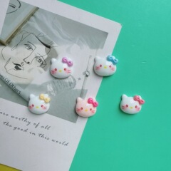 甘いかわいい蝶結び猫樹脂アクセサリー甲携帯ケースヘアクリップ穴靴玩具diyアクセサリー