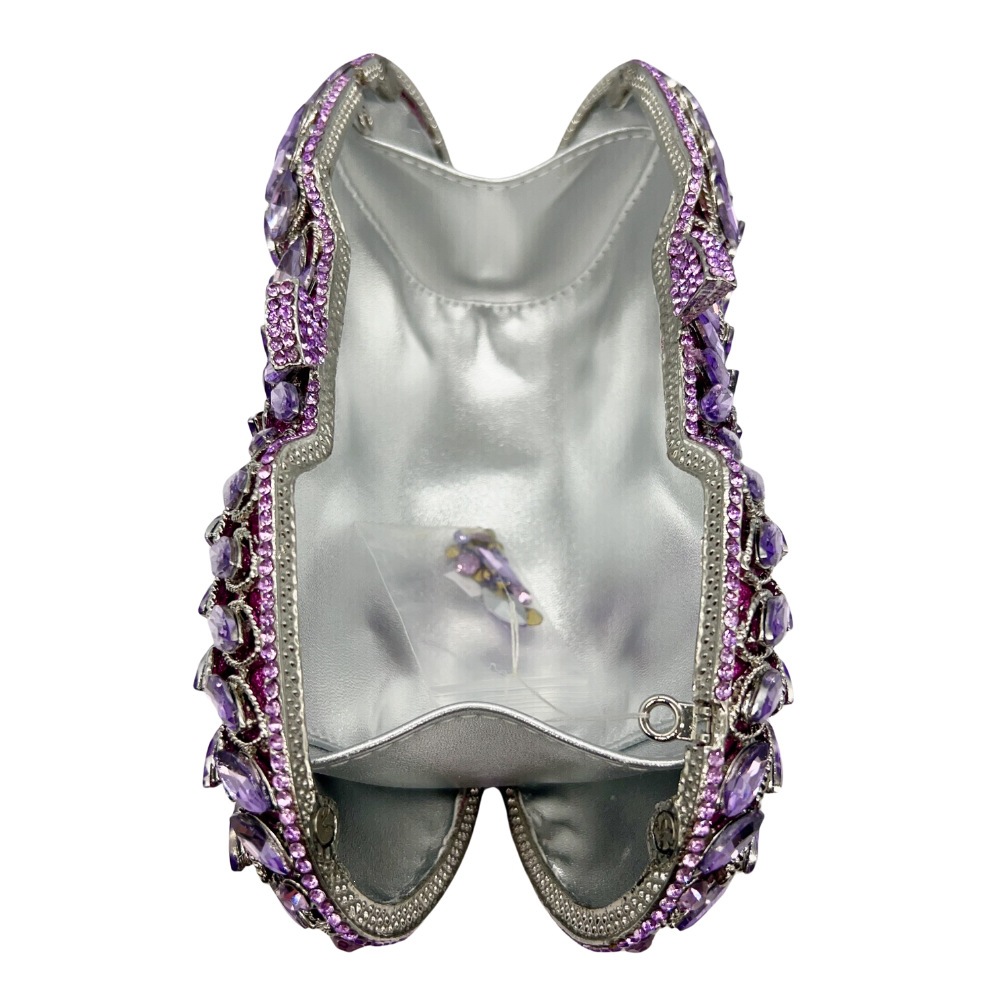 Bolsa de piedra nueva bolsa de cena de diamantes violeta hueco diamante de novia bolsa de mano bolsa de mujer bolsa de vestido