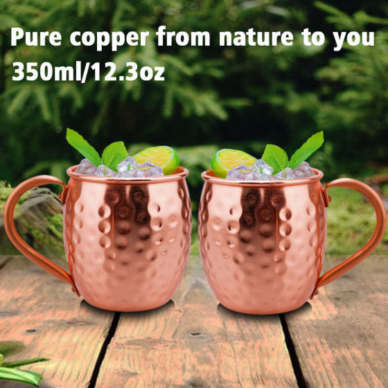 Cross-Border Hot Selling Pure Copper Cup Series 550ml Hammer Point Cocktail Cup Moscow Mule Cup Bar Wine Set
