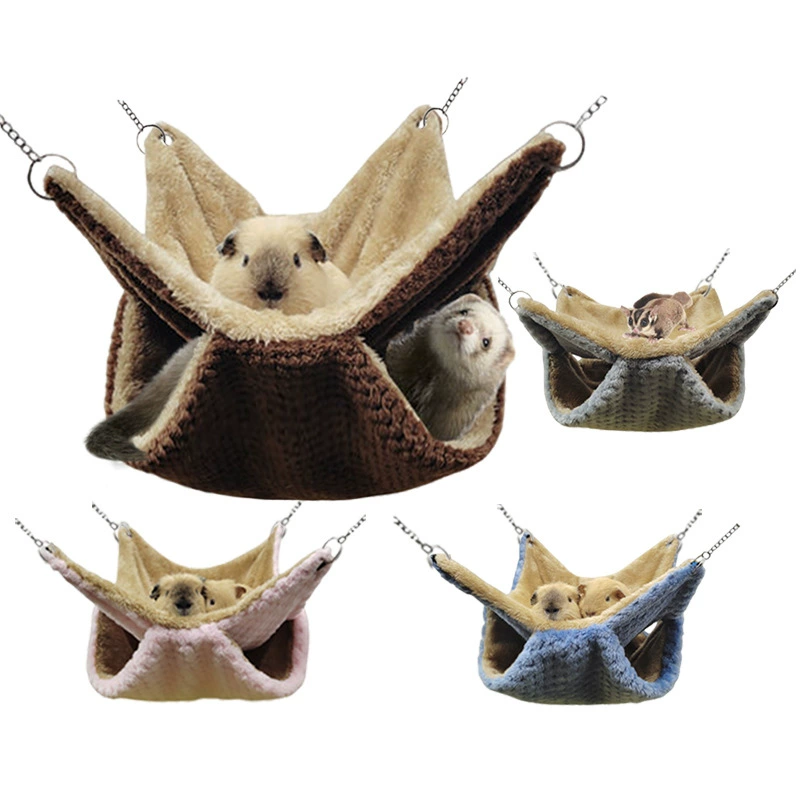 Медово-сахарный двухслойный гамак на флисовой подкладке морская свинка Белка осенне-зимний теплый гамак