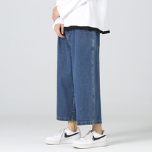 八分牛仔短裤男夏季薄款浅色中裤潮牌8分裤子垂感阔腿裤潮款新品