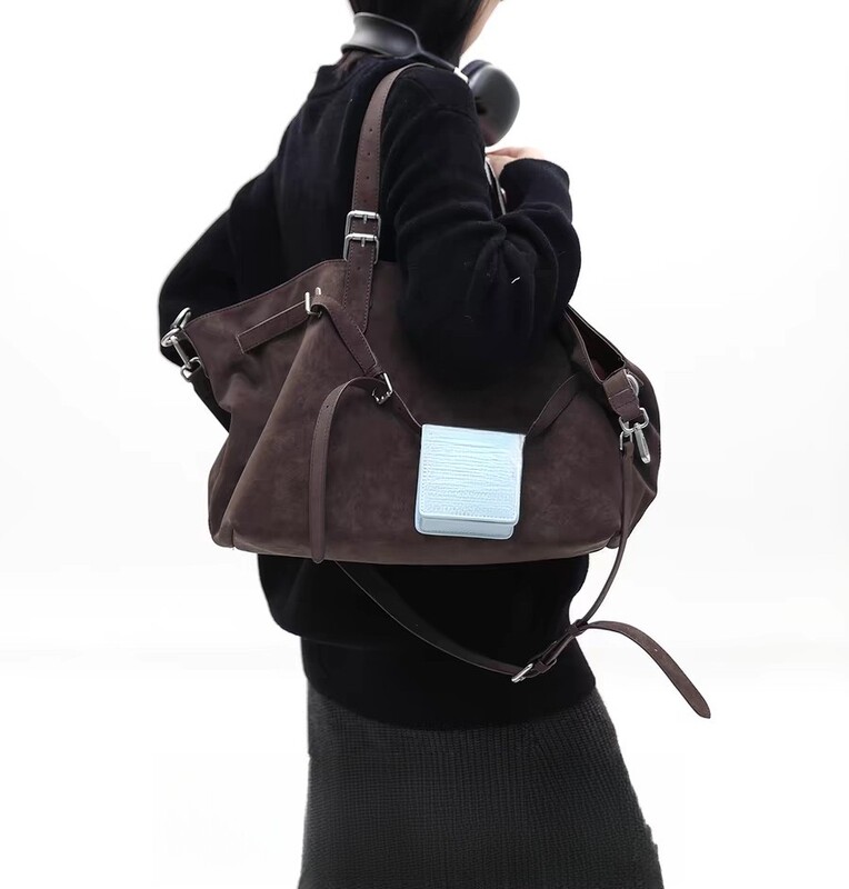 Mmj/ Affordable Alternative Suede Brown Galinini Multi-Form Modern Tote Bag Large Capacity Shoulder Crossbody Bag