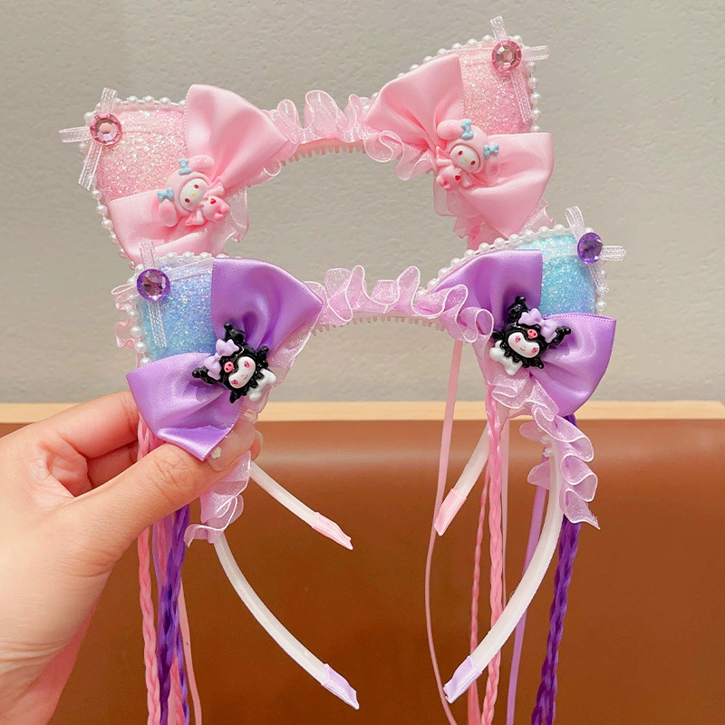 Sanrio, детский парик, ободок с бантом, нескользящий аксессуар для волос