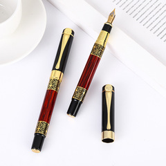 Wood grain textured metal pen for students, posture calligraphy writing tool, practice writing pen with printed logo, iridium pen