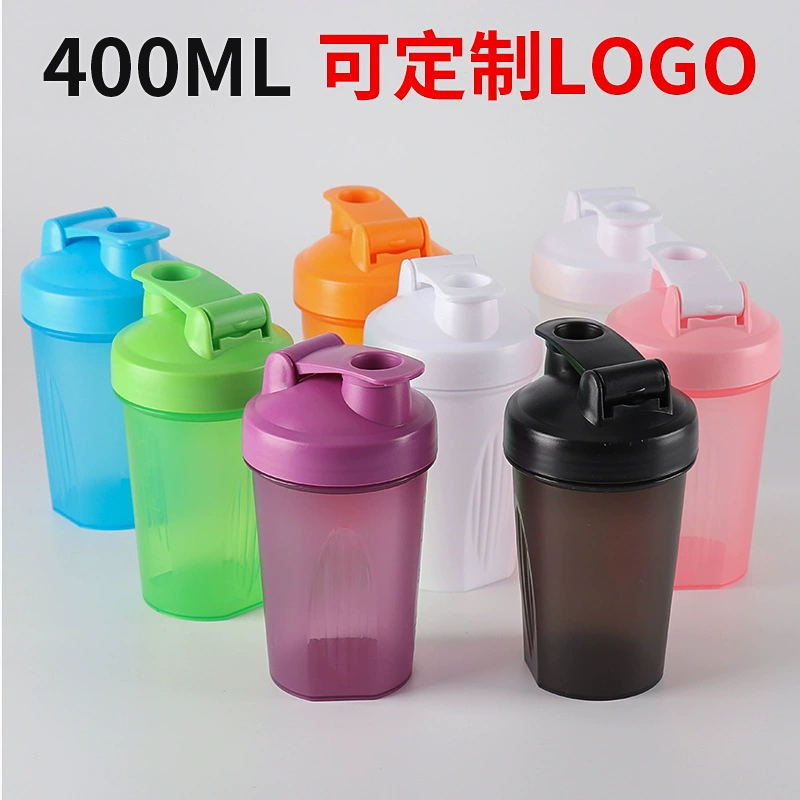 Спортивная пластиковая чашка для воды фитнес молочный коктейль протеиновый порошок смешивающая чашка 400 мл для печати LGO shake Cup с ручкой оптом