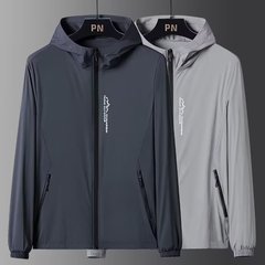 外国貿易アイスシルク速乾性日焼け止め服夏のメンズフード付き薄手のコート屋外通気性男性と女性の日焼け止め服アウター