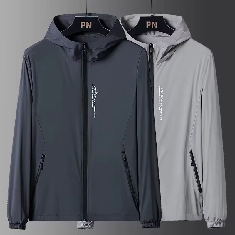 Внешняя торговля, быстросохнущая солнцезащитная одежда из ледяного шелка, летняя мужская тонкая куртка с капюшоном, уличная дышащая мужская и женская солнцезащитная одежда, верхняя одежда