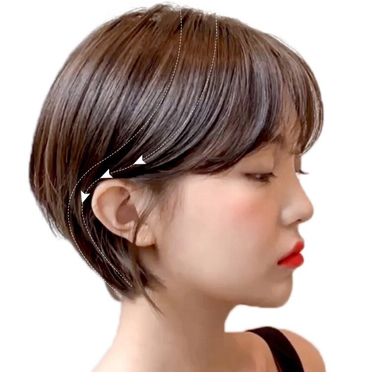 Wig Women's Ear-Hanging Short Hair Bobo Head Real-Person Hair Silk Natural Korean Style Full Head Cover Round Face Style Wig Cover